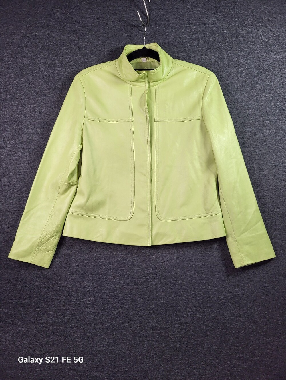 Women’s Vintage 90's Lime Green Leather Jacket from Marshall Field's Dept. Store